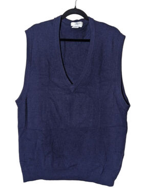 Men's I. Magnin Navy V-Neck 100% Cashmere Sweater Vest L V neck